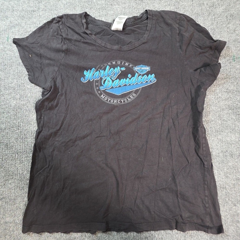 Vintage Harley-Davidson Shirt Womens 1X Black Genuine Motorcycles Graphic Tee
